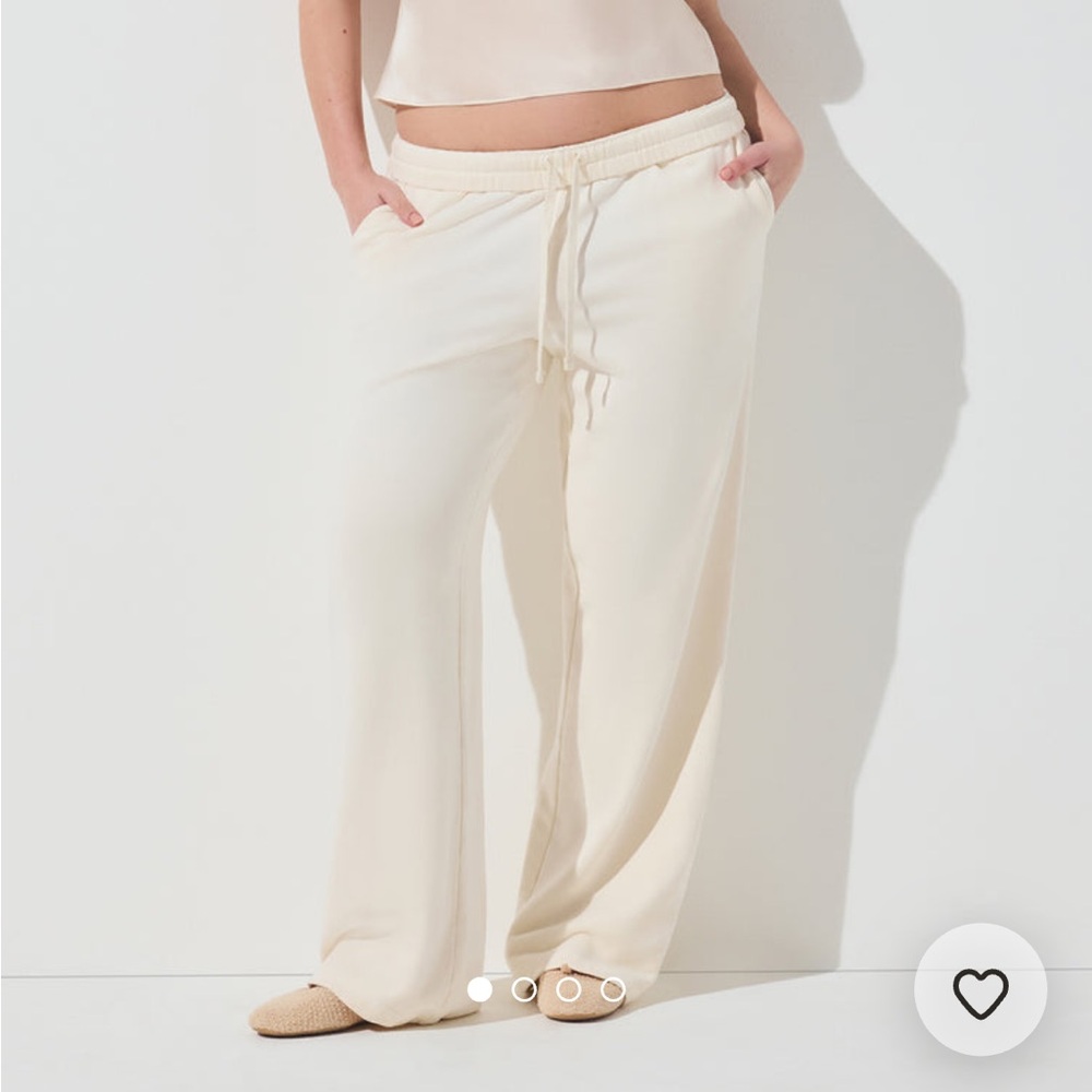 Skims Ecru Color Cream Lounge Pants- French Terry Straight Leg Pant